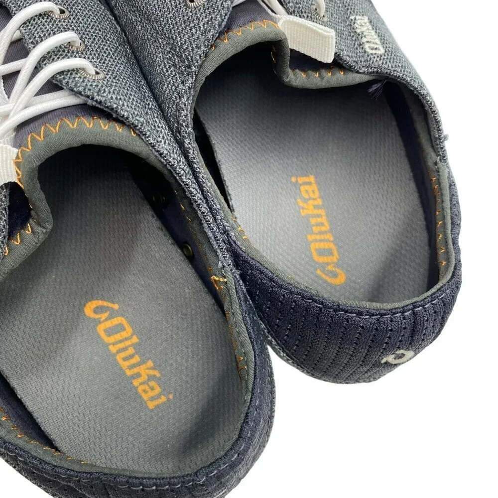 OluKai Nohea Moku Gray/White Mesh Slip-On Shoes Men's Size 9